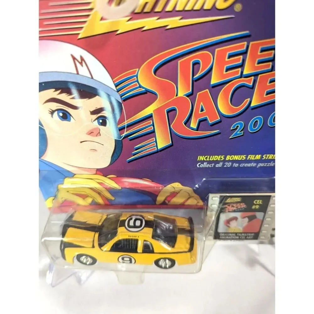 Johnny Lightning Speed Racer Diecast Car Yellow 2000 Film Cell No. 9 Toy Gift